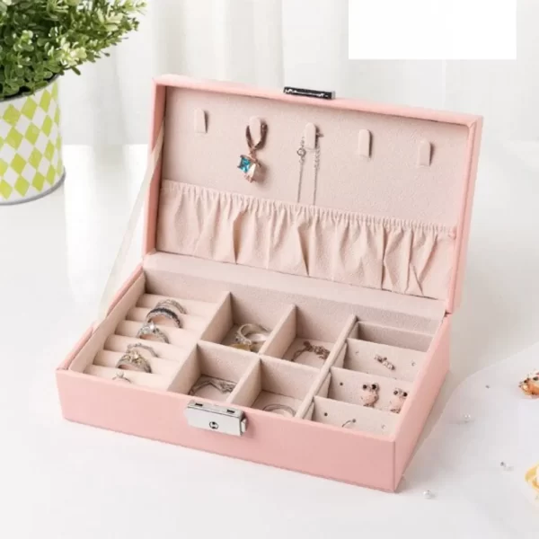 Coffret a rangement des bijoux en cuir fermeture a clé - immagine 4