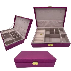 Coffret a rangement des bijoux en cuir fermeture a clé