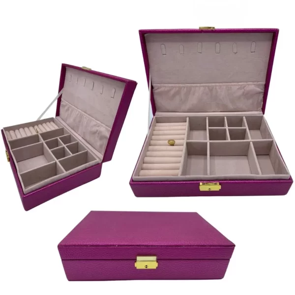 Coffret a rangement des bijoux en cuir fermeture a clé