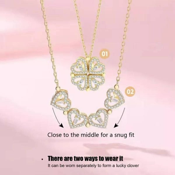 Collier avec Pendentif Magnétique, Bijou en forme de Trèfle Porte-Bonheur, pour Femme