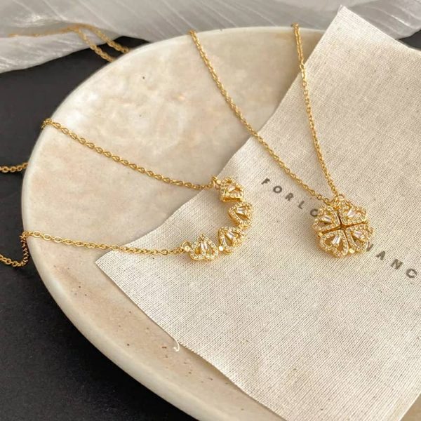 Collier avec Pendentif Magnétique, Bijou en forme de Trèfle Porte-Bonheur, pour Femme - immagine 7