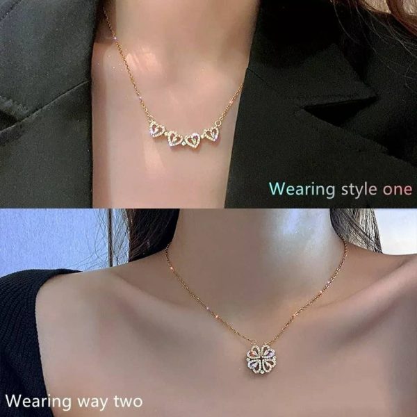 Collier avec Pendentif Magnétique, Bijou en forme de Trèfle Porte-Bonheur, pour Femme - immagine 5