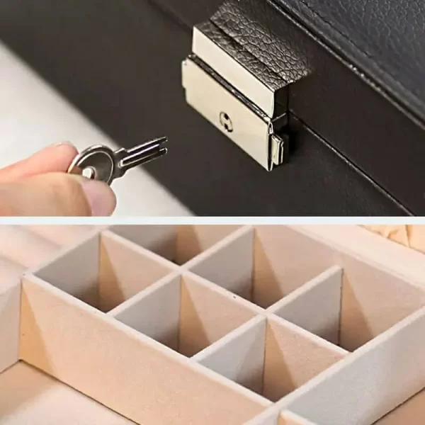 Coffret a rangement des bijoux en cuir fermeture a clé - immagine 7