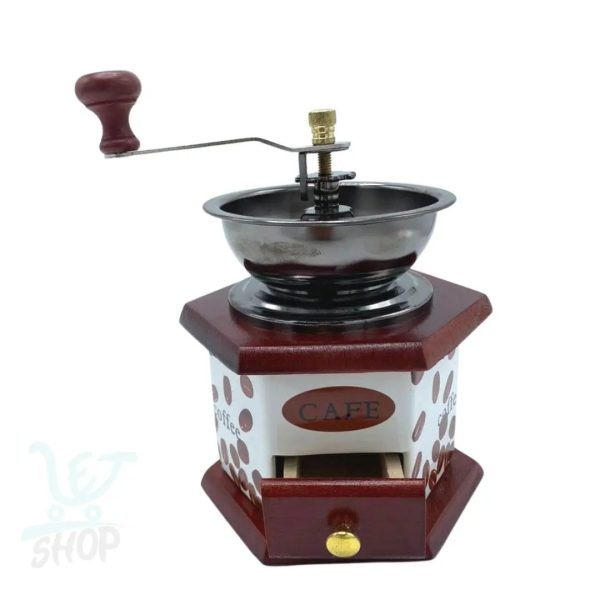 Moulin à café manuel avec tiroir en bois céramique - immagine 2